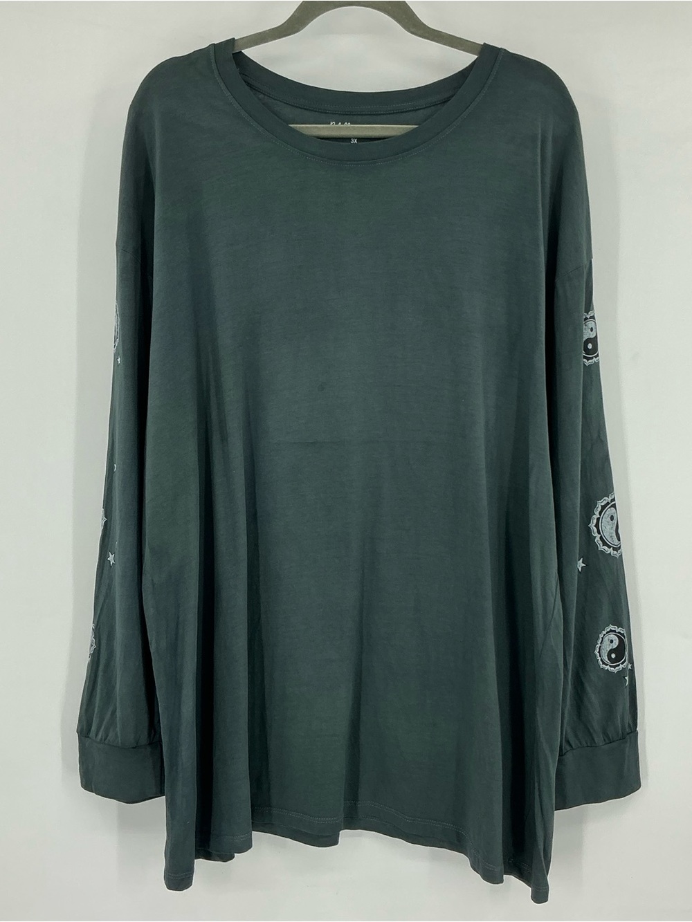 Rebellious One Dark Gray Long Sleeve Ying Yang Graphic Tee
